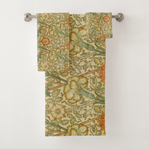 William Morris Pink Rose Border Florales Kunstwerk Badhandtuch Set