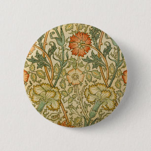 William Morris Pink Rose Border Florales Kunstwerk Button