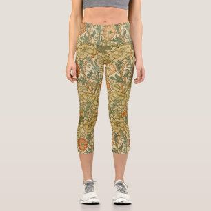 William Morris Pink Rose Border Florales Kunstwerk Capri Leggings