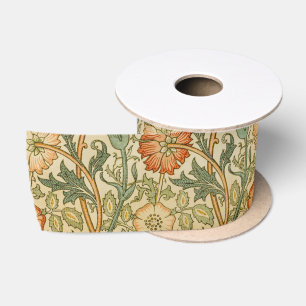 William Morris Pink Rose Border Florales Kunstwerk Satinband