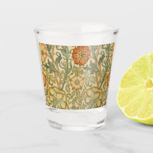 William Morris Pink Rose Border Florales Kunstwerk Schnapsglas