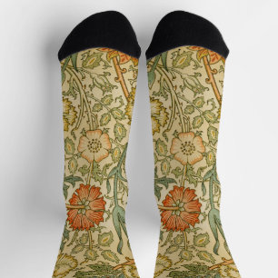William Morris Pink Rose Border Florales Kunstwerk Socken