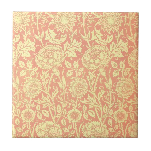 William Morris Pink und Rose Design Fliese (Vorderseite)