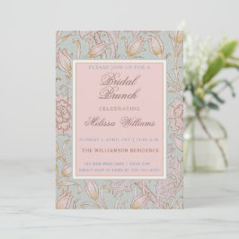 William Morris Pink Wild Tulips Blue Bridal Brunch Einladung