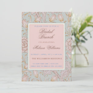 William Morris Pink Wild Tulips Blue Bridal Brunch Einladung