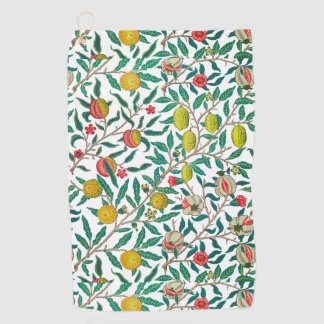 William Morris Pomegranat in White Golf Towel Golfhandtuch