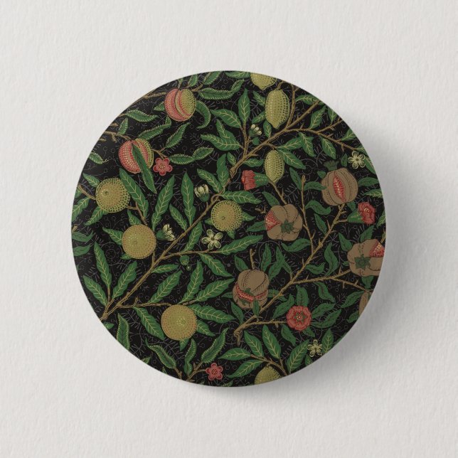 William Morris Pomegranate Black Fruit Button (Vorderseite)