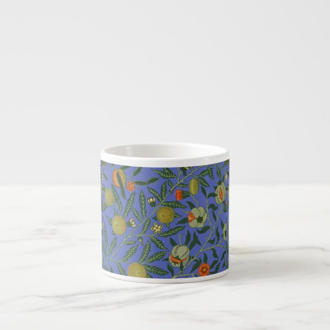 William Morris Pomegranate Blue Colorful Wallpaper Espressotasse (Vorderseite)