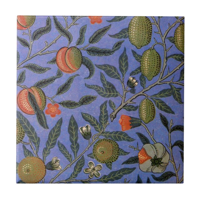 William Morris Pomegranate Blue Colorful Wallpaper Fliese (Vorderseite)