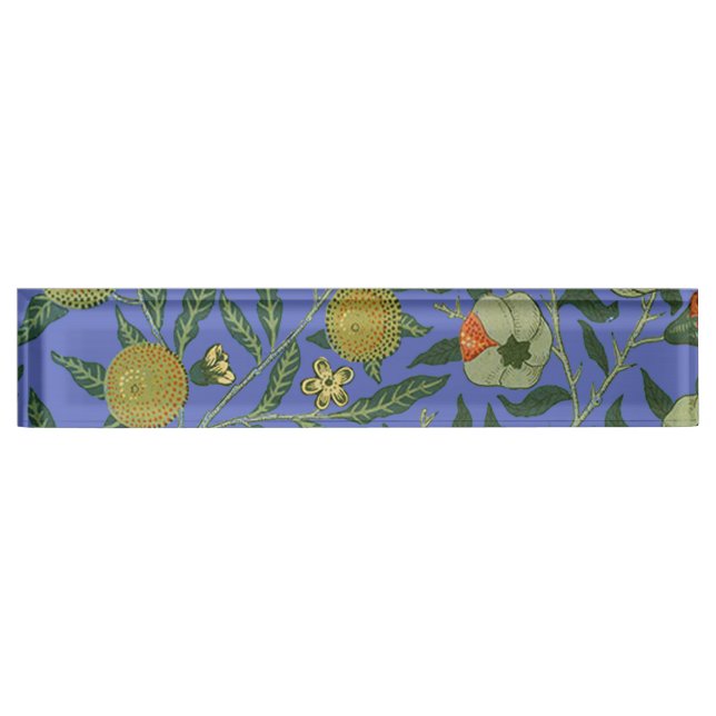 William Morris Pomegranate Blue Colorful Wallpaper Namensplakette (Vorderseite)