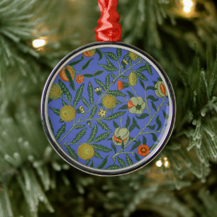 William Morris Pomegranate Blue Colorful Wallpaper Ornament Aus Metall
