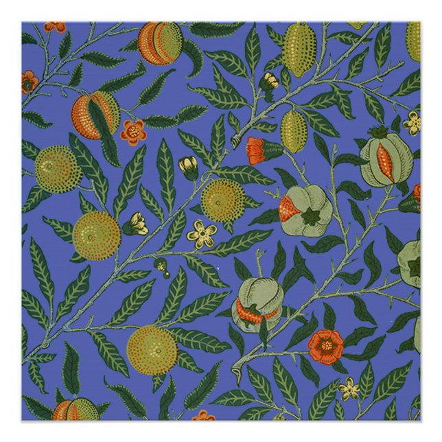 William Morris Pomegranate Blue Colorful Wallpaper Poster (Vorderseite)