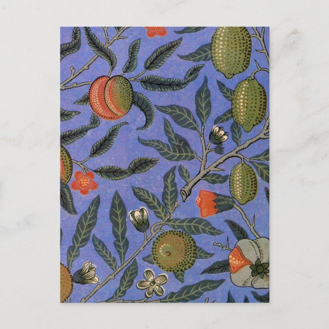 William Morris Pomegranate Blue Colorful Wallpaper Postkarte (Vorderseite)