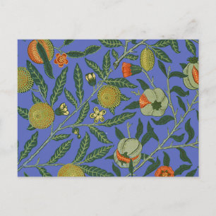 William Morris Pomegranate Blue Colorful Wallpaper Postkarte