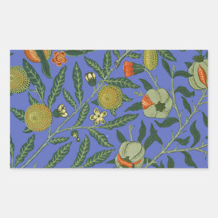 William Morris Pomegranate Blue Colorful Wallpaper Rechteckiger Aufkleber