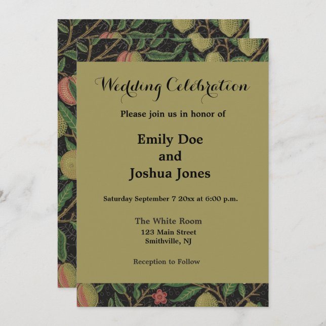 William Morris Pomegranate Classic Frucht Einladung (Vorne/Hinten)