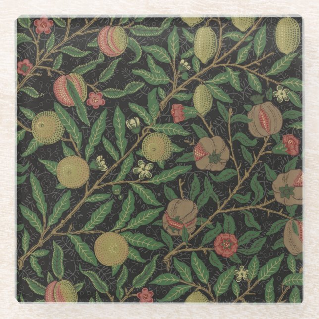 William Morris Pomegranate Classic Frucht Glasuntersetzer (Vorderseite)