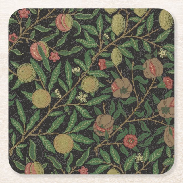 William Morris Pomegranate Classic Frucht Rechteckiger Pappuntersetzer (Vorderseite)
