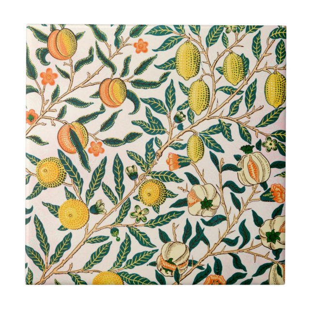 WILLIAM MORRIS "POMEGRANATE" KERAMIK TITEL FLIESE (Vorderseite)