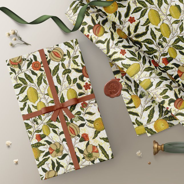 William Morris Pomegranate Lemons Fruchtmuster Geschenkpapier (Von Creator hochgeladen)