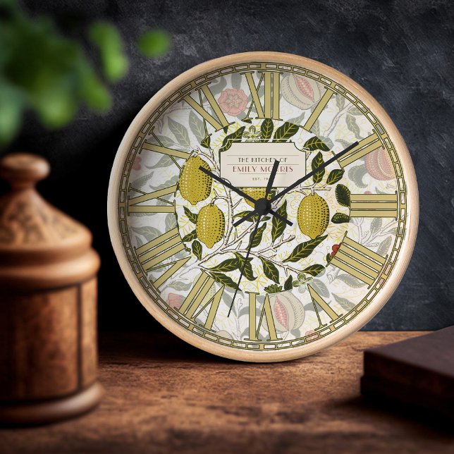 William Morris Pomegranate Lemons Vintag Pattern Uhr (Von Creator hochgeladen)
