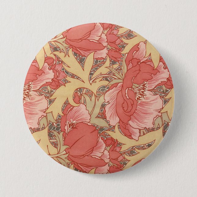 William Morris Poppies Floral Button (Vorderseite)