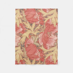 William Morris Poppies Floral Fleecedecke