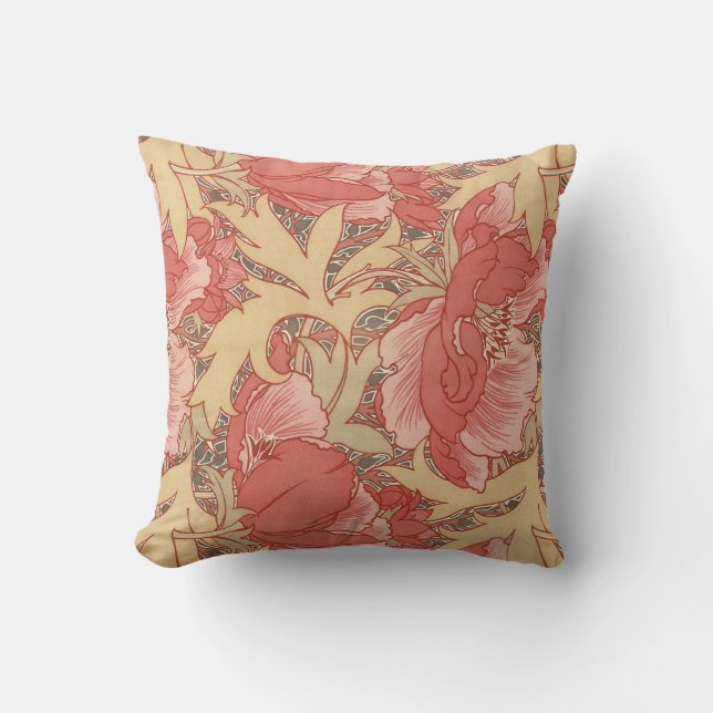 William Morris Poppies Floral Kissen (Vorderseite)