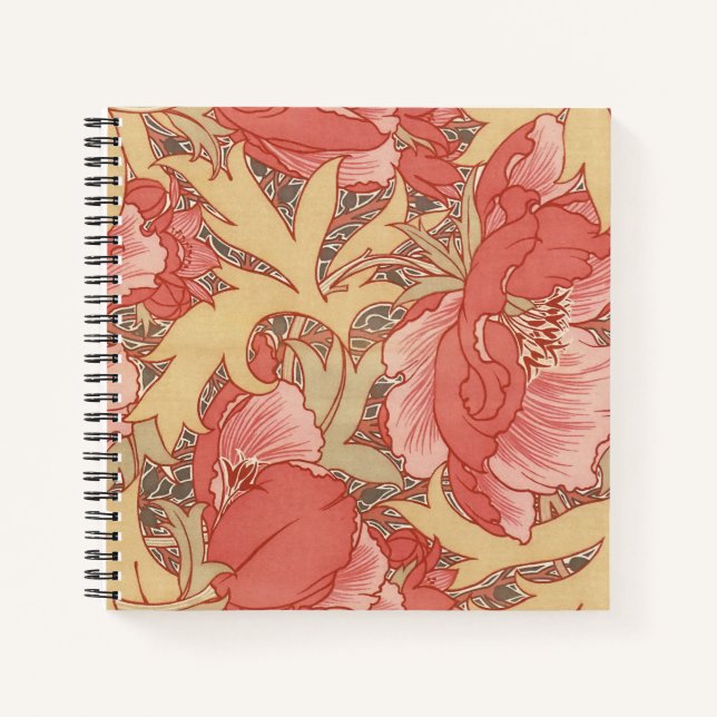 William Morris Poppies Floral Notizbuch (Vorderseite)