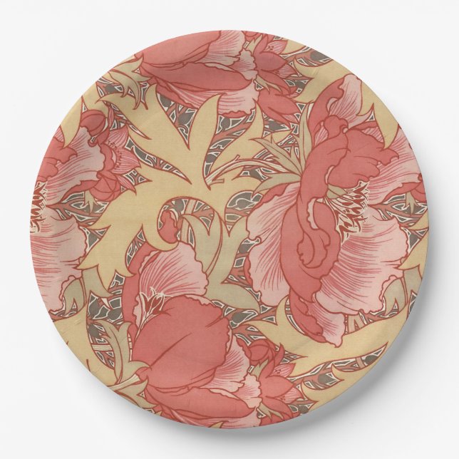 William Morris Poppies Floral Pappteller (Vorderseite)