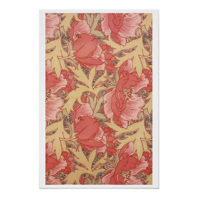 William Morris Poppies Floral Poster (Vorderseite)