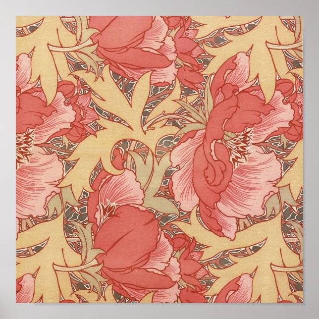 William Morris Poppies Floral Poster (Vorne)