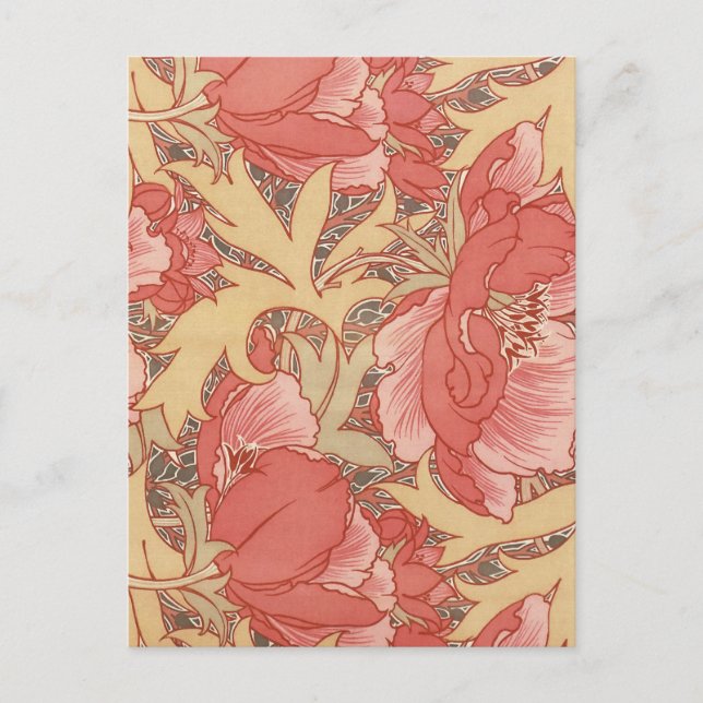 William Morris Poppies Floral Postkarte (Vorderseite)