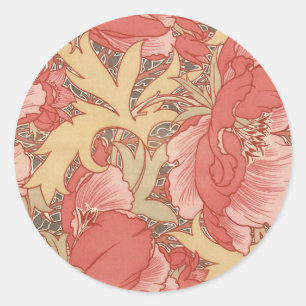 William Morris Poppies Floral Runder Aufkleber