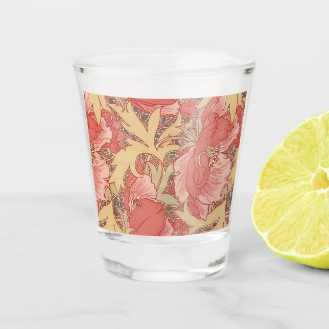 William Morris Poppies Floral Schnapsglas (Vorderseite)