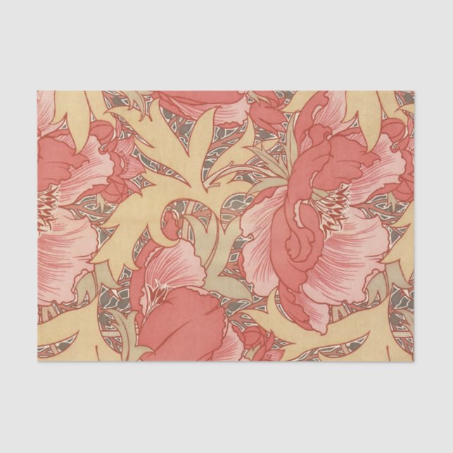 William Morris Poppies Floral Seidenpapier (Vorderseite)