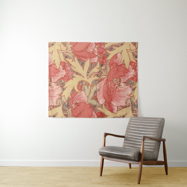 William Morris Poppies Floral Wandteppich (Beispiel (Horizontal))