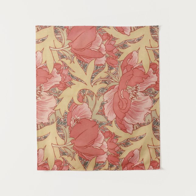 William Morris Poppies Floral Wandteppich (Vorderseite)