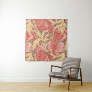 William Morris Poppies Floral Wandteppich
