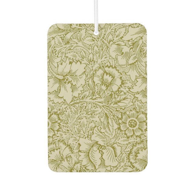 William Morris Poppy Classic Floral Green Autolufterfrischer (Vorderseite)