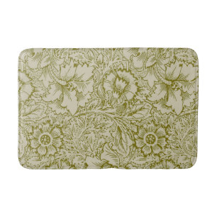 William Morris Poppy Classic Floral Green Badematte