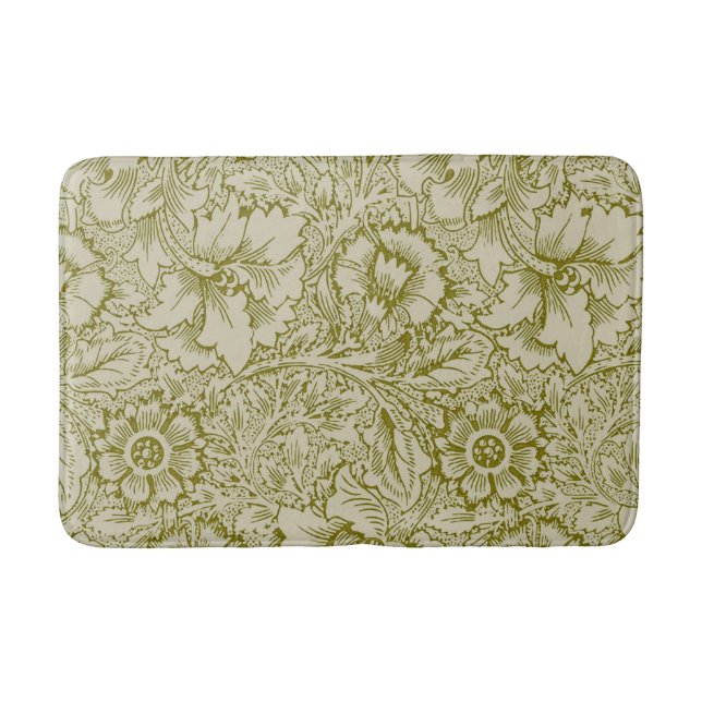 William Morris Poppy Classic Floral Green Badematte (Vorderseite)