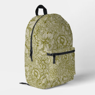 William Morris Poppy Classic Floral Green Bedruckter Rucksack