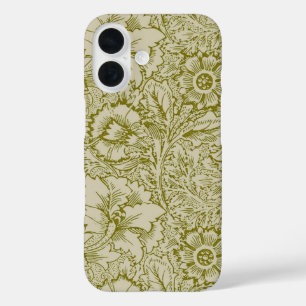 William Morris Poppy Classic Floral Green iPhone 16 Hülle
