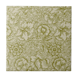 William Morris Poppy Classic Floral Green Fliese