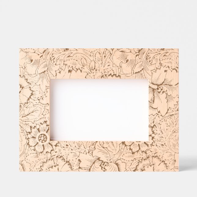 William Morris Poppy Classic Floral Green Geätzte Rahmen (Vorderseite)