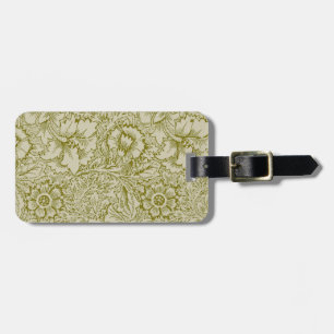 William Morris Poppy Classic Floral Green Gepäckanhänger