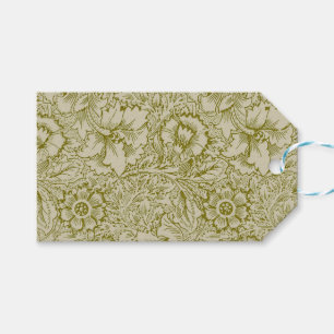 William Morris Poppy Classic Floral Green Geschenkanhänger