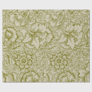 William Morris Poppy Classic Floral Green Geschenkpapier