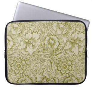 William Morris Poppy Classic Floral Green Laptopschutzhülle